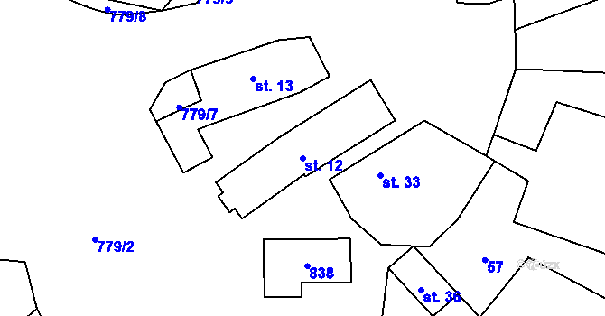 Parcela st. 12 v KÚ Píšť u Humpolce, Katastrální mapa
