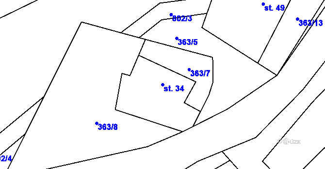 Parcela st. 34 v KÚ Píšť u Humpolce, Katastrální mapa