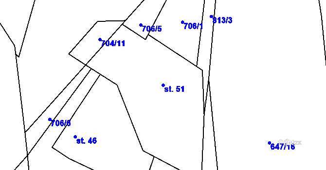 Parcela st. 51 v KÚ Píšť u Humpolce, Katastrální mapa