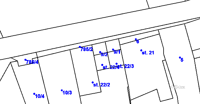 Parcela st. 9/2 v KÚ Píšť u Humpolce, Katastrální mapa