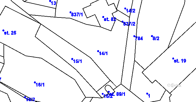 Parcela st. 14/1 v KÚ Píšť u Humpolce, Katastrální mapa