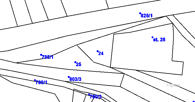 Parcela st. 24 v KÚ Píšť u Humpolce, Katastrální mapa
