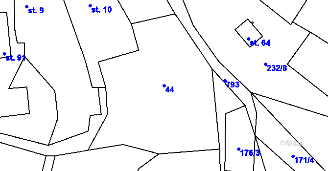 Parcela st. 44 v KÚ Píšť u Humpolce, Katastrální mapa