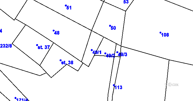 Parcela st. 49 v KÚ Píšť u Humpolce, Katastrální mapa