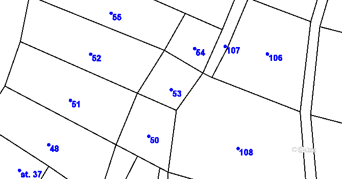 Parcela st. 53 v KÚ Píšť u Humpolce, Katastrální mapa