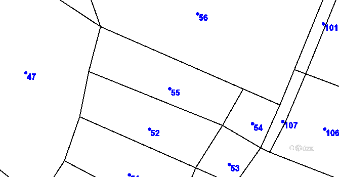 Parcela st. 55 v KÚ Píšť u Humpolce, Katastrální mapa