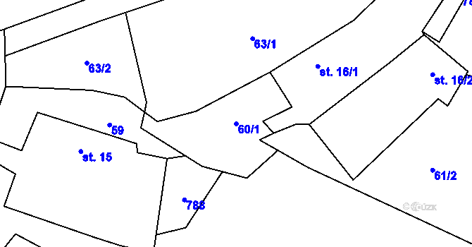 Parcela st. 60/1 v KÚ Píšť u Humpolce, Katastrální mapa