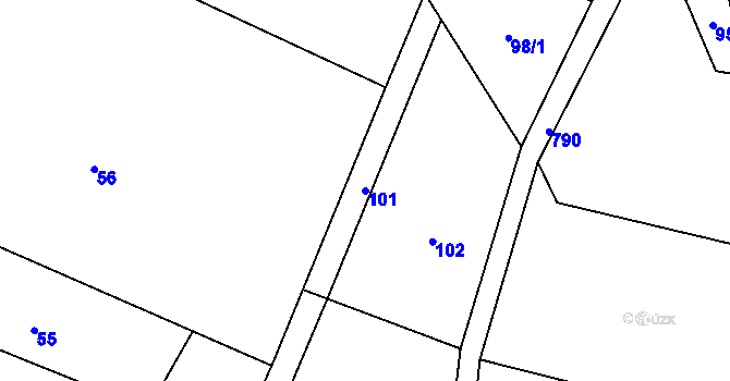Parcela st. 101 v KÚ Píšť u Humpolce, Katastrální mapa