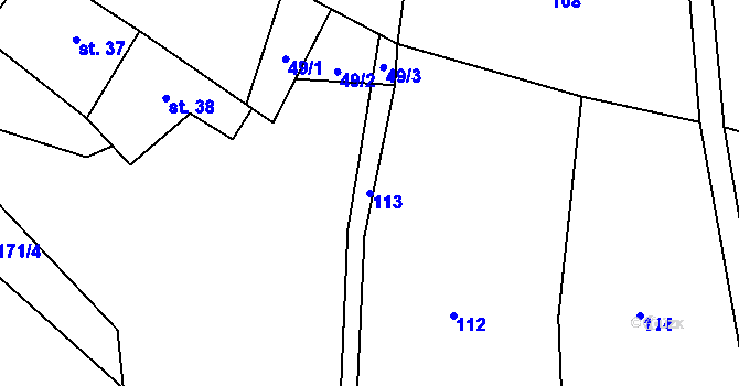 Parcela st. 113 v KÚ Píšť u Humpolce, Katastrální mapa