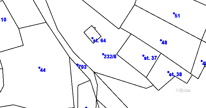 Parcela st. 232/8 v KÚ Píšť u Humpolce, Katastrální mapa