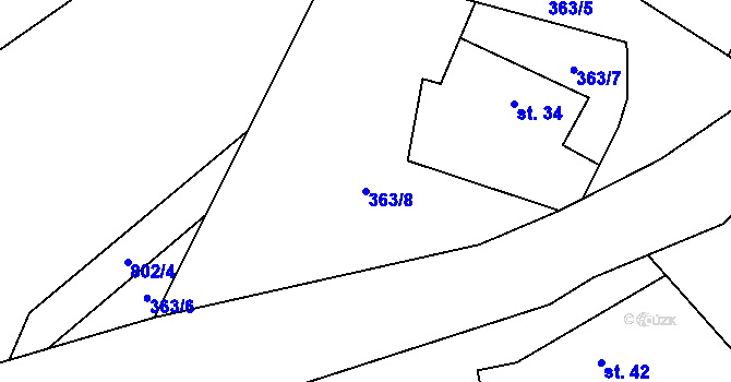 Parcela st. 363/8 v KÚ Píšť u Humpolce, Katastrální mapa