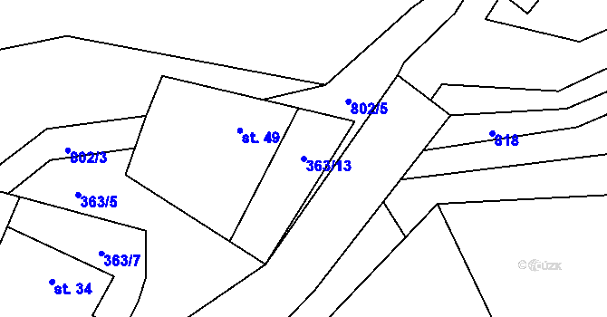 Parcela st. 363/13 v KÚ Píšť u Humpolce, Katastrální mapa