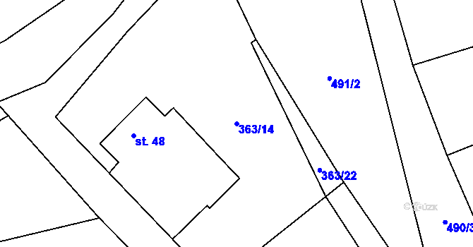 Parcela st. 363/14 v KÚ Píšť u Humpolce, Katastrální mapa