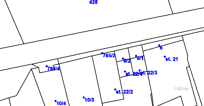Parcela st. 785/2 v KÚ Píšť u Humpolce, Katastrální mapa
