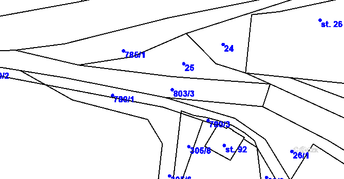 Parcela st. 803/3 v KÚ Píšť u Humpolce, Katastrální mapa