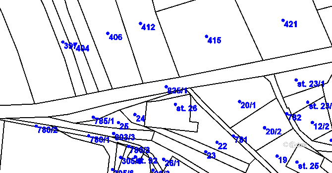 Parcela st. 825/1 v KÚ Píšť u Humpolce, Katastrální mapa