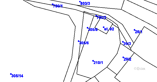 Parcela st. 305/6 v KÚ Píšť u Humpolce, Katastrální mapa