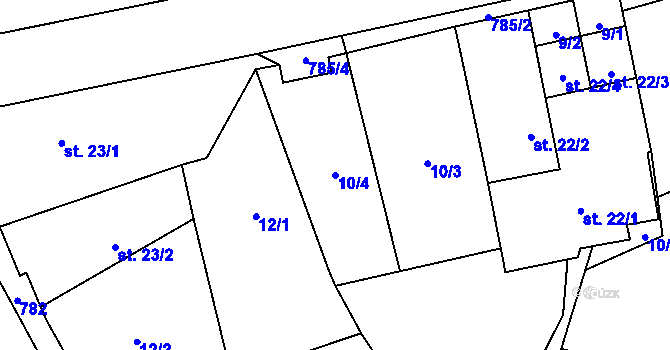Parcela st. 10/4 v KÚ Píšť u Humpolce, Katastrální mapa