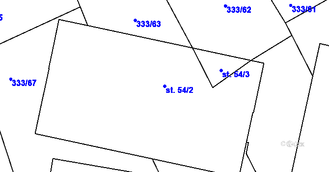 Parcela st. 54/2 v KÚ Píšť u Humpolce, Katastrální mapa