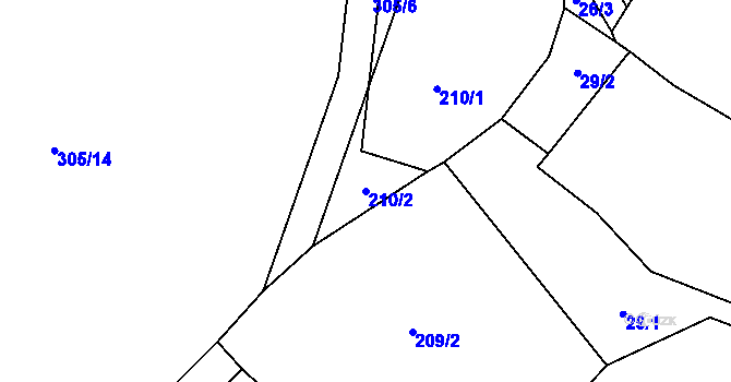 Parcela st. 210/2 v KÚ Píšť u Humpolce, Katastrální mapa