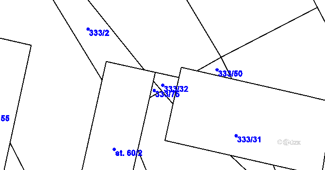 Parcela st. 333/32 v KÚ Píšť u Humpolce, Katastrální mapa