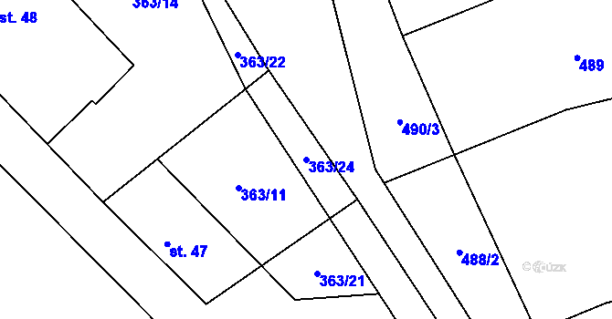 Parcela st. 363/24 v KÚ Píšť u Humpolce, Katastrální mapa