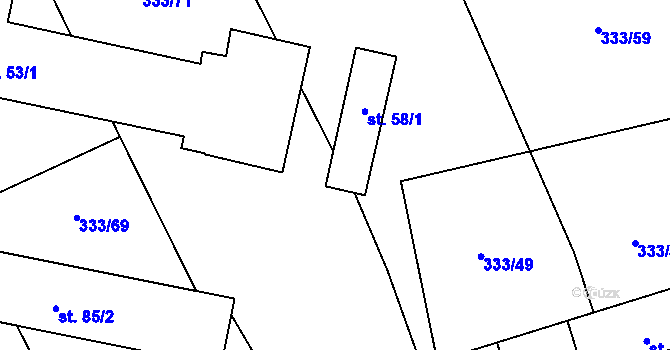 Parcela st. 58/2 v KÚ Píšť u Humpolce, Katastrální mapa