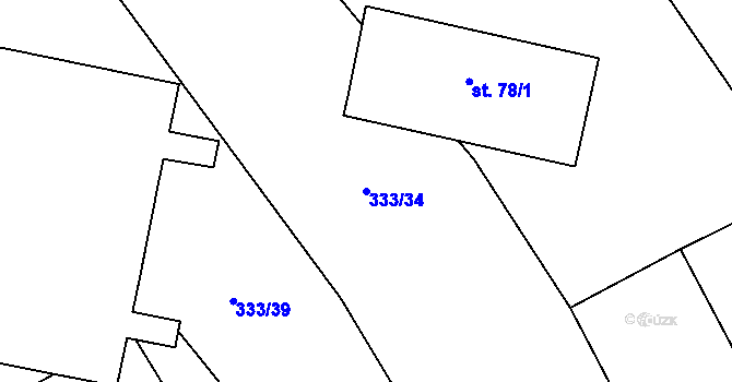 Parcela st. 333/34 v KÚ Píšť u Humpolce, Katastrální mapa