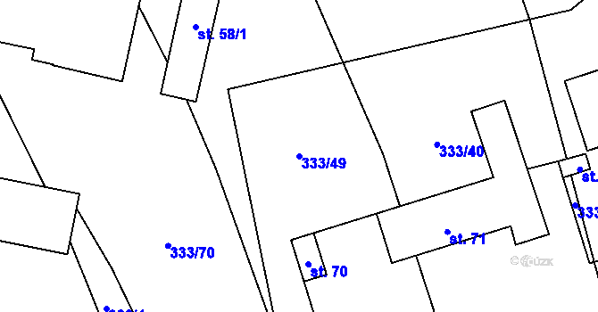 Parcela st. 333/49 v KÚ Píšť u Humpolce, Katastrální mapa