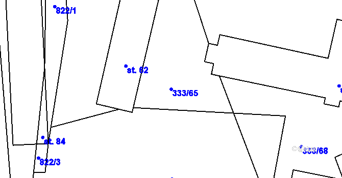 Parcela st. 333/65 v KÚ Píšť u Humpolce, Katastrální mapa