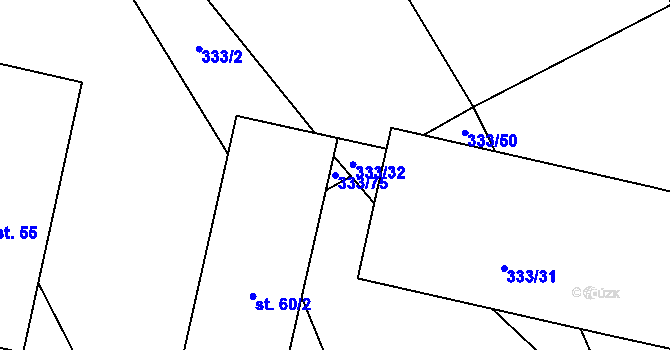 Parcela st. 333/75 v KÚ Píšť u Humpolce, Katastrální mapa