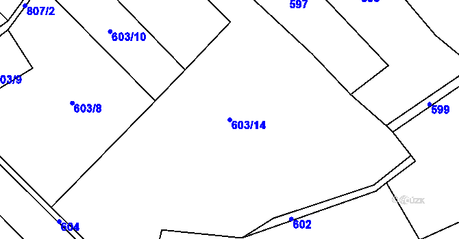 Parcela st. 603/14 v KÚ Píšť u Humpolce, Katastrální mapa