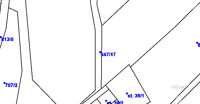 Parcela st. 647/17 v KÚ Píšť u Humpolce, Katastrální mapa