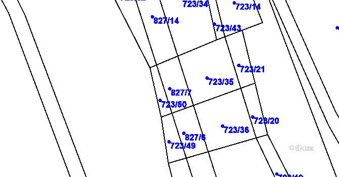 Parcela st. 827/7 v KÚ Píšť u Humpolce, Katastrální mapa