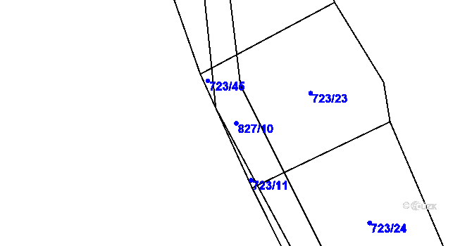 Parcela st. 827/10 v KÚ Píšť u Humpolce, Katastrální mapa