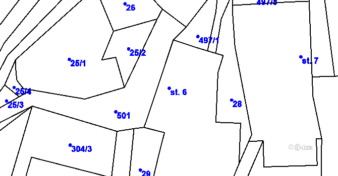 Parcela st. 6 v KÚ Vranice u Humpolce, Katastrální mapa