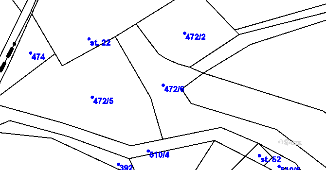 Parcela st. 472/6 v KÚ Vranice u Humpolce, Katastrální mapa