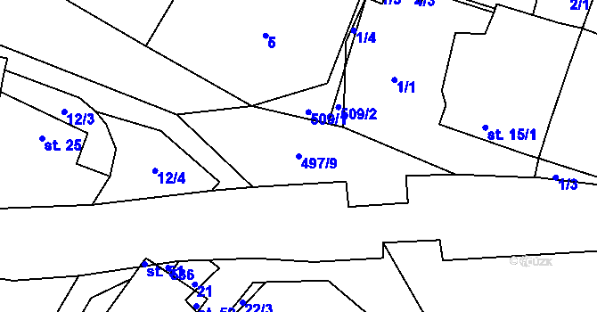 Parcela st. 497/9 v KÚ Vranice u Humpolce, Katastrální mapa