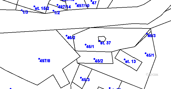 Parcela st. 46/1 v KÚ Vranice u Humpolce, Katastrální mapa