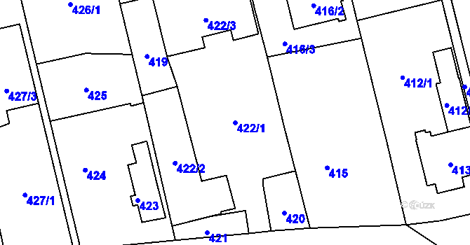 Parcela st. 422/1 v KÚ Píšť, Katastrální mapa