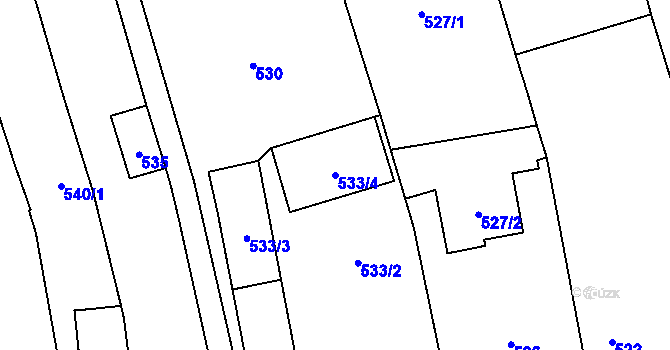 Parcela st. 533/4 v KÚ Píšť, Katastrální mapa