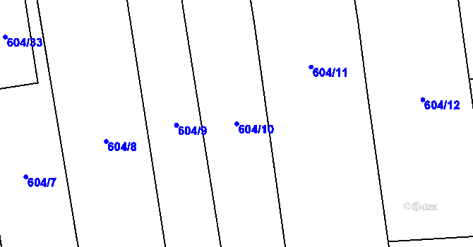 Parcela st. 604/10 v KÚ Píšť, Katastrální mapa
