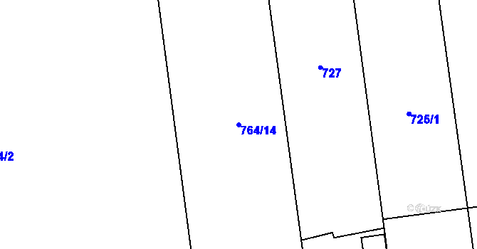 Parcela st. 764/14 v KÚ Píšť, Katastrální mapa