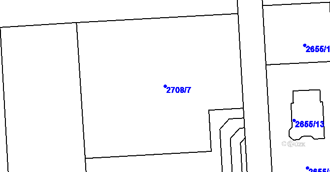 Parcela st. 2708/7 v KÚ Píšť, Katastrální mapa