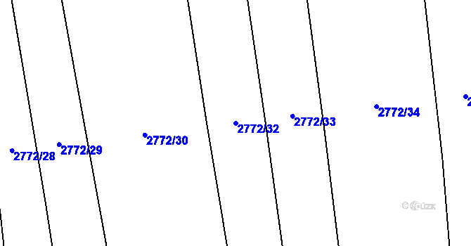 Parcela st. 2772/32 v KÚ Píšť, Katastrální mapa