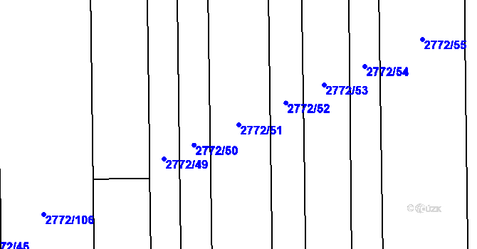 Parcela st. 2772/51 v KÚ Píšť, Katastrální mapa