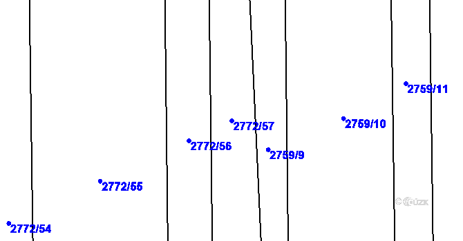 Parcela st. 2772/57 v KÚ Píšť, Katastrální mapa