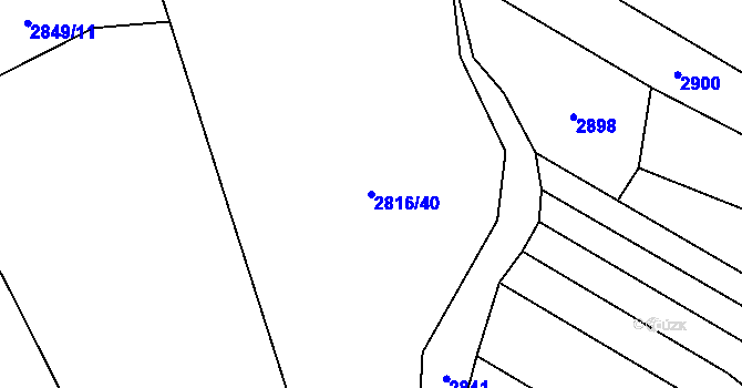 Parcela st. 2816/40 v KÚ Píšť, Katastrální mapa