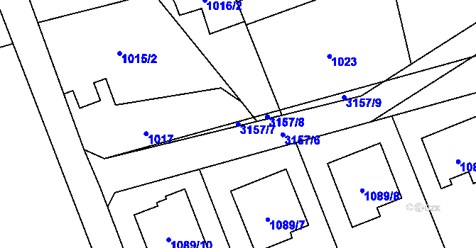 Parcela st. 3157/7 v KÚ Píšť, Katastrální mapa