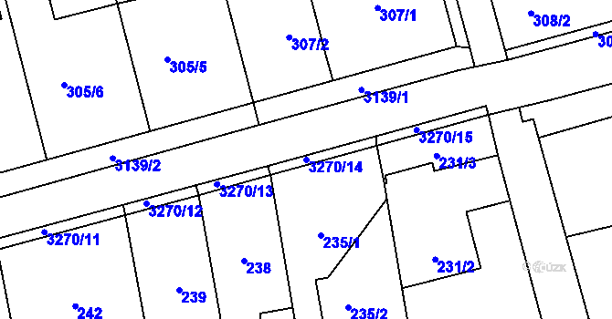 Parcela st. 3270/14 v KÚ Píšť, Katastrální mapa